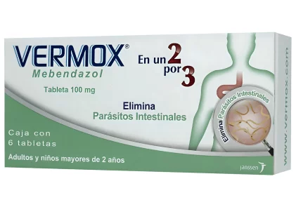 Vermox Mebendazole 100 mg 30 Tabs